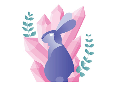 Crystal Bunny bunny crystals flat design flatdesign illustration vector