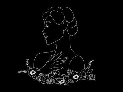 Heart Chakra flowers illustration lineart vector woman