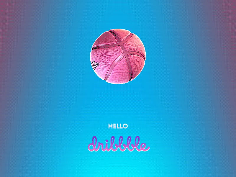 Hello Dribble 3d design gif logo