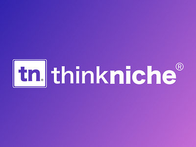 thinkniche® logo agency branding gratient logo logo design mocks purple gradient text logo ui ux wireframes