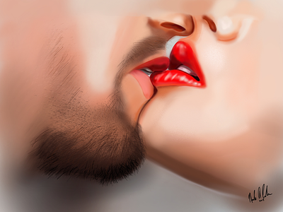 Romance couple digital design digital painting illustration ipad kiss lips model people procreate procreate app