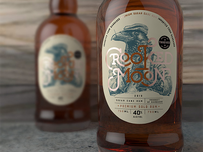Crooked Moon - Gold Rum Label label design liquor package design packaging rum