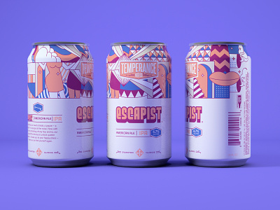Escapist IPA - Temperance Beer Co. beer branding beer can beer label design craftbeer illustration package design packaging
