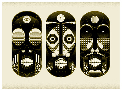 Faces of the Underground illlustration masks self promo vector character