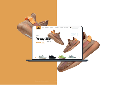 Concept product page design for Yeezy 350 adidas lansing page product page web ui yeezy