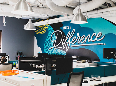 Value Mural: Make a Difference mural mural design office art office design office mural paint typography