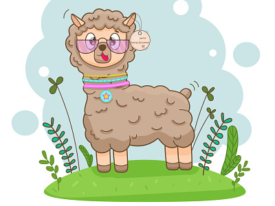 lama animals character childrens illustration cute cute animal cute art cute illustration illustration