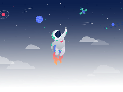 To the Moon! astronaut illustration jetpack space
