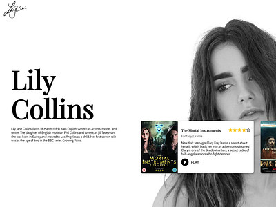 Lily Collins Personal Website Concept