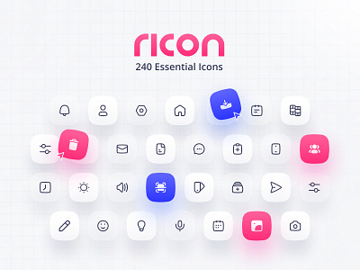 Freebie: Ricon — 240 Essential Interface Icons icon icon design icon pack icon set icons minimal outline ricon ui vector