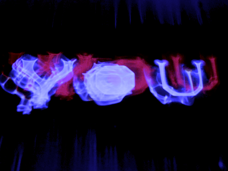 YOU abstract blue color cymatics experimental projection red type typography