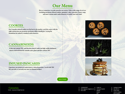 Cannabis Confectionery Menu list cannabis design design dispensary hire me marijuana ui ux ui design website weed