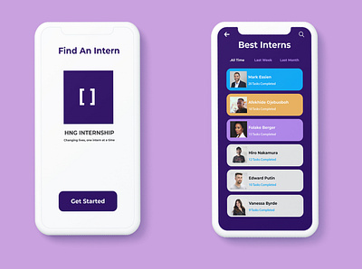 HNG LEADERBOARD design hng interface intern leaderboard logo mobile mobile app design mobile ui purple rankings ui ui ux ui design