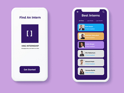 HNG LEADERBOARD design hng interface intern leaderboard logo mobile mobile app design mobile ui purple rankings ui ui ux ui design