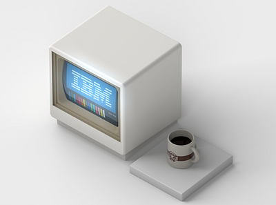 80's 80s cinema4d coffee computer ibm pc render retro starbucks