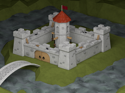 Low Poly Castle c4d castle cinema4d isometric isometric art low lowpoly poly render