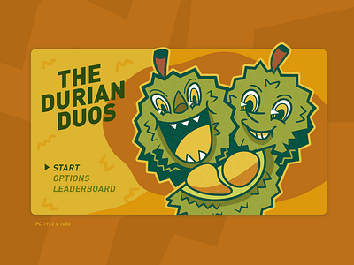 Durian Duos dailyui dailyuichallenge design durian durian duos fruit game illustration start screen ui ux videogame visual design