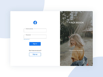 Facebook Sign in page (Dribbble Weekly Challenge) branding design dribblechallenge facebook minimal ui ui ux ui design uidesign uiux user interface userinterface