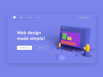 Landing page with 3D illustration