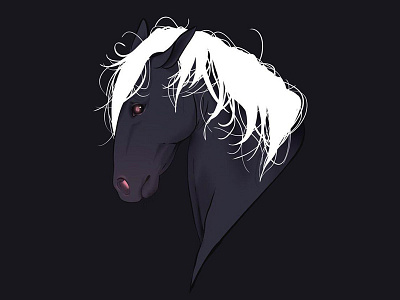Horse artwork darkgrey drawing eye freedom graphic horse illustration ipadpro okmilka whitehair
