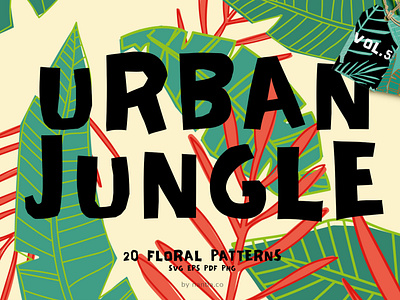 Seamless Patterns Urban Jungle Vol 5 background design banana leaf illustration floral patterns illustration seamless patterns urban jungle