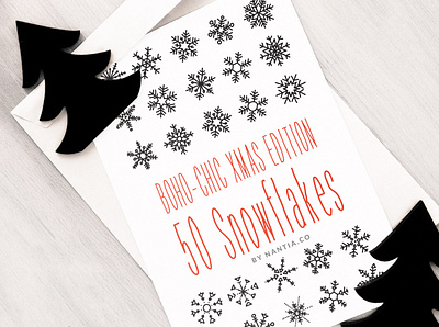 50 Boho Chic Snowflake Vectors graphic design resources snowflake illustration snowflakes clipart