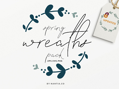 20 Spring Wreaths Vector Pack digital wreaths illustration nantiaco graphics spring graphics