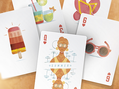 Summer - Season pass Playing Cards illustration playing cards print design