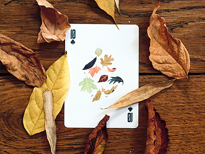 Autumn art direction illustration playing card