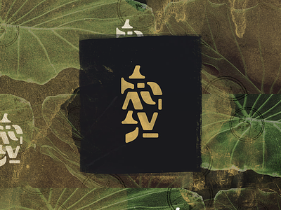 Monograme abstract experimental gold identity logotype