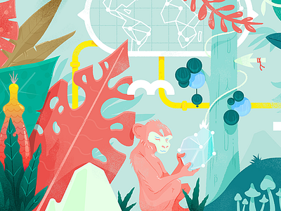 Floresta. art direction design illustration jungle leaf monkeys