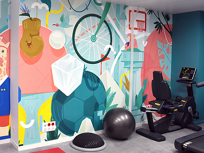 Sport Mural. art direction graphic design illustration mural print vector