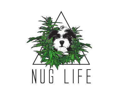 Nuglife green illustration pug shitzu t shirt design thug life weed