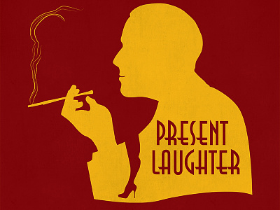 Present Laughter Show Art illustration poster red bank