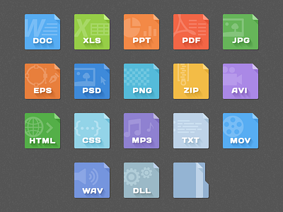 File Type Icons audio doc eps file type file type set icon set music psd software video