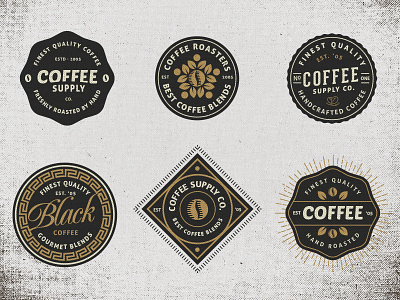 Vintage Coffee Badges badge coffee typography vintage