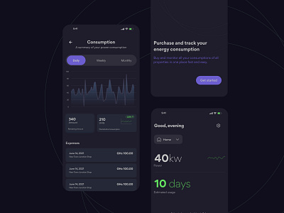 Household power purchase and management app ui design ux ui