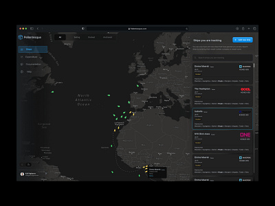 Ship/Vessel Tracking interface dashboard map shipping ui vessels