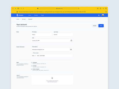 Your account forms page design system forms product design ui