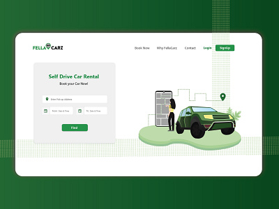 Fellacarz - A Self Drive Car Rental Platform app design flat illustration minimal typography ui ux vector website