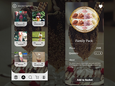 Ice Cream App ui Desgn