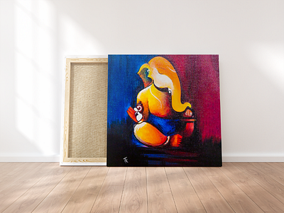 Lord Ganesh Canvas Painting. acrylic colors. painting