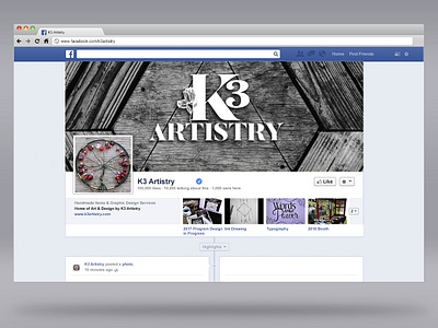K3 Artistry Facebook Brand Page branding design facebook facebook cover illustration mockup typography vector