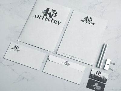 K3 Artistry Stationery brand identity branding design illustrator logo logo design mockup stationary design typography
