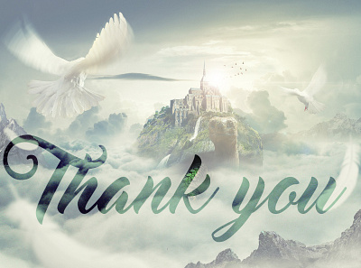 Thank You Mystic art bird clouds design dove fantasy feather feathers gratitude green thank you turtle
