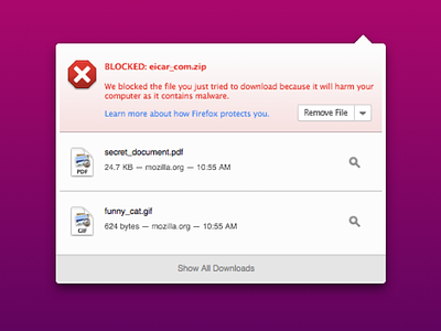 Malware detection in Firefox Downloads