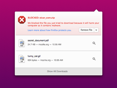 Malware detection in Firefox Downloads download files firefox mozilla panel security ui ux