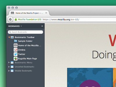 Dark Bookmarks Sidebar in Firefox dark firefox mozilla sidebar ui ux