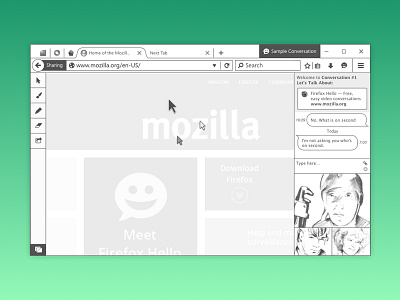 Wireframe of Co-Browsing Window in Firefox