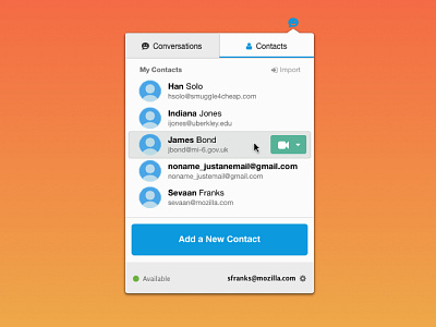 Redesigning the Firefox Hello Contacts Panel